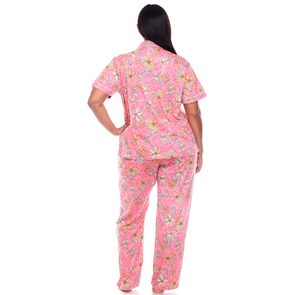 Plus Size Short Sleeve & Pants Tropical Pajama Set - Picture 4 of 4